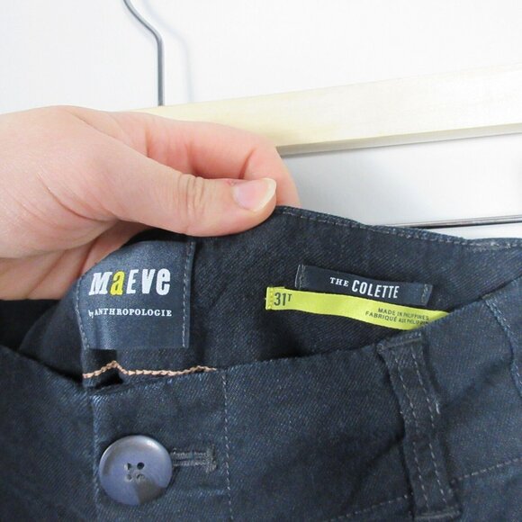 Maeve Anthropologie The Colette Women’s Pants Wide Leg Cropped Size 31 Black 486 - Picture 3 of 14
